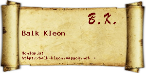 Balk Kleon névjegykártya